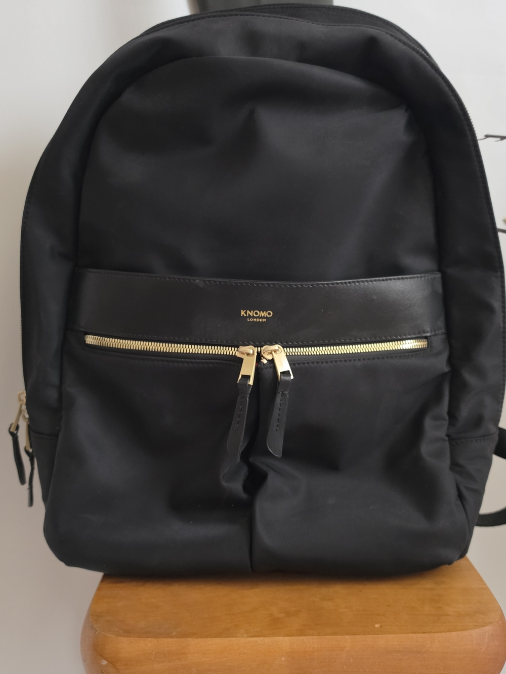 Women's Knomo London Black Backpack with Gold Hardware